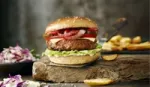 The Vegetarian Butcher’s vegan burger – a meat-free quarter pounder perfect for eating in a bun with all the trimmings