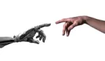 A robotic arm and a human arm